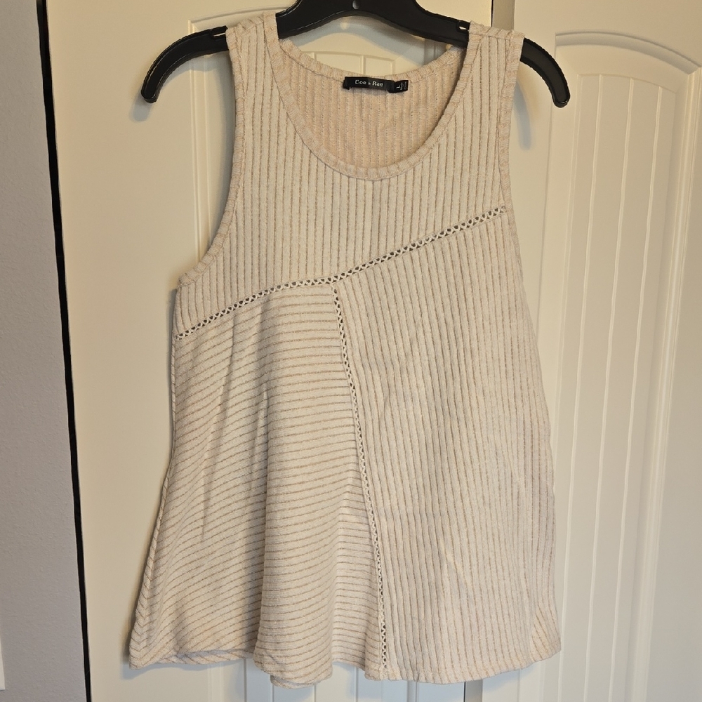 Doe & Rae Cream Ribbed Tank Top